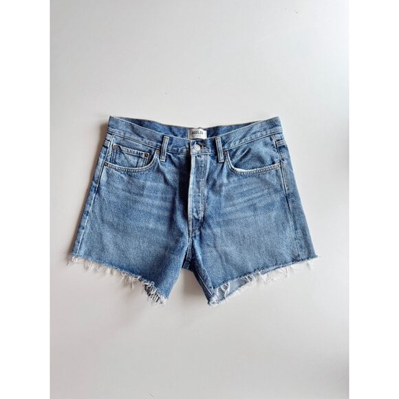 AGOLDE Parker Long Skywave High Rise Denim Cut Off Shorts, Size 30 - Picture 5 of 13